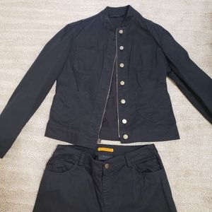 Black jacket and pants outfit